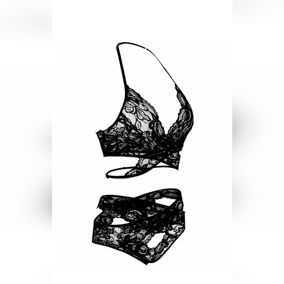 Womens Sexy Lingerie Lace Babydoll 2 Piece Bra and Panty Sets Bodysuit Sleepwear - Picture 5 of 5